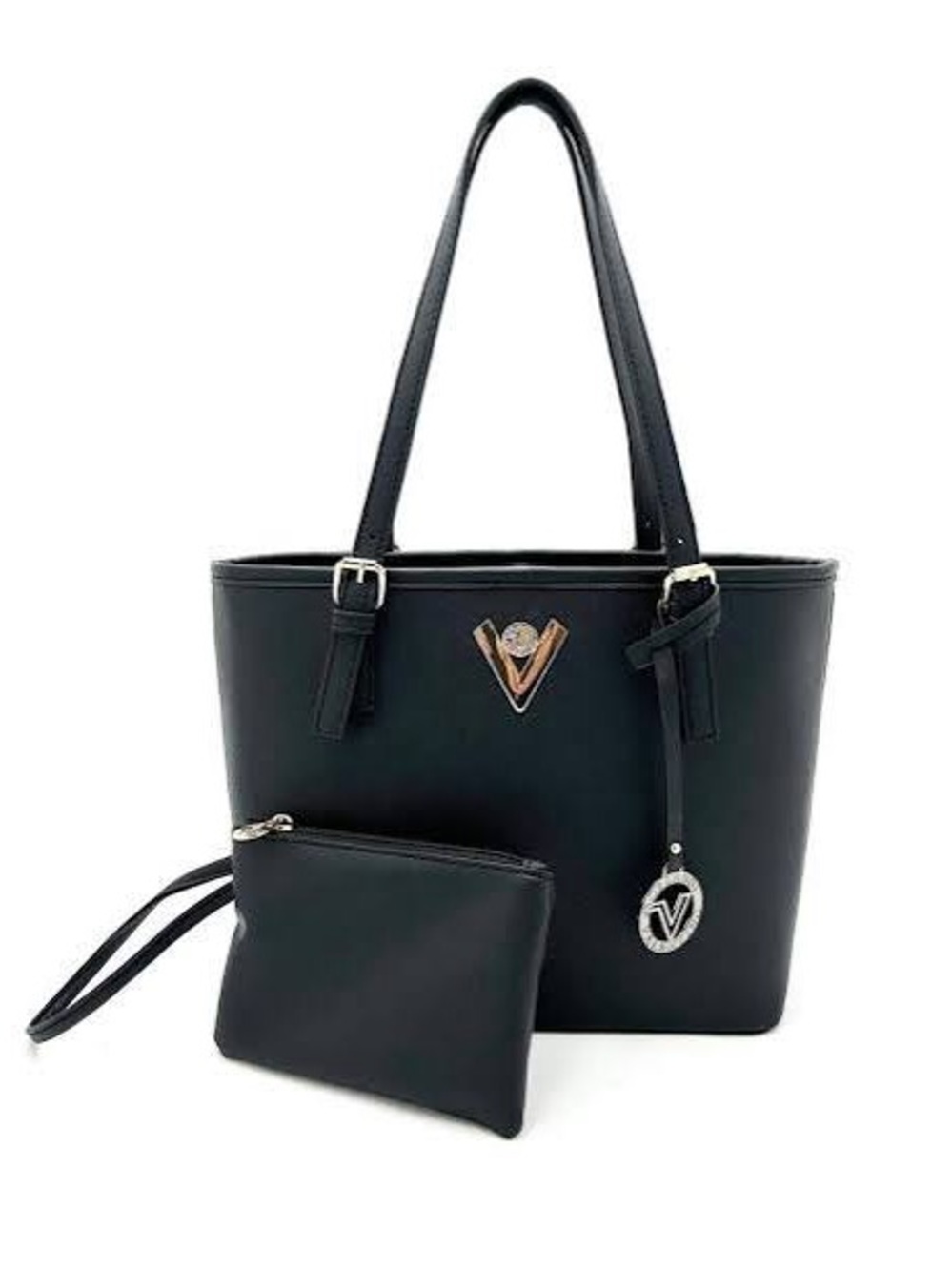 Valentino Orlandi Black Tote w/ Gold Hardware. Wallet Included!